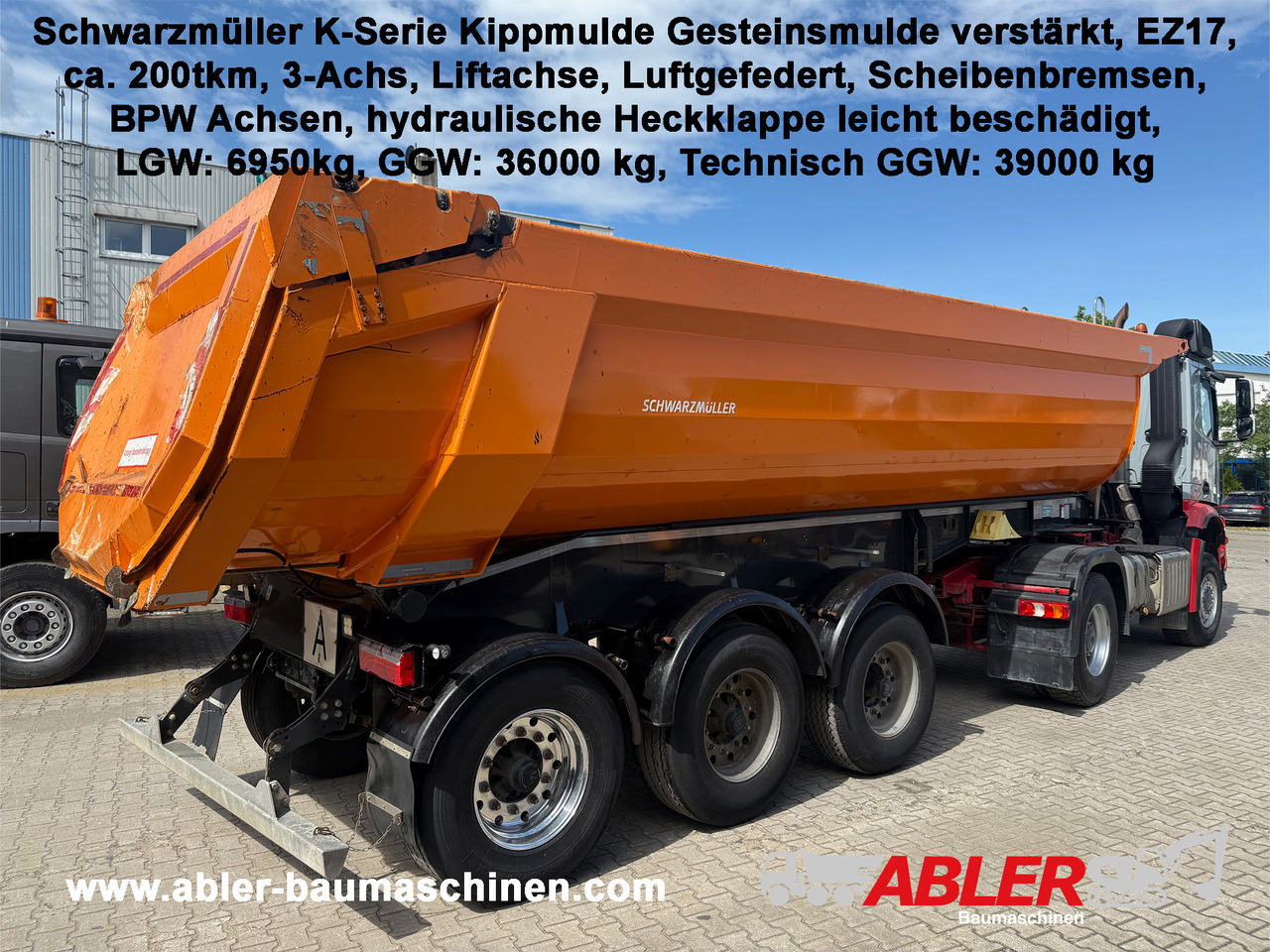 Schwarzmüller Kippauflieger Gesteinsmulde verstärkt Liftachse - Náves sklápěcí: obrázok 1 Schwarzmüller Kippauflieger Gesteinsmulde verstärkt Liftachse - Náves sklápěcí: obrázok 1
