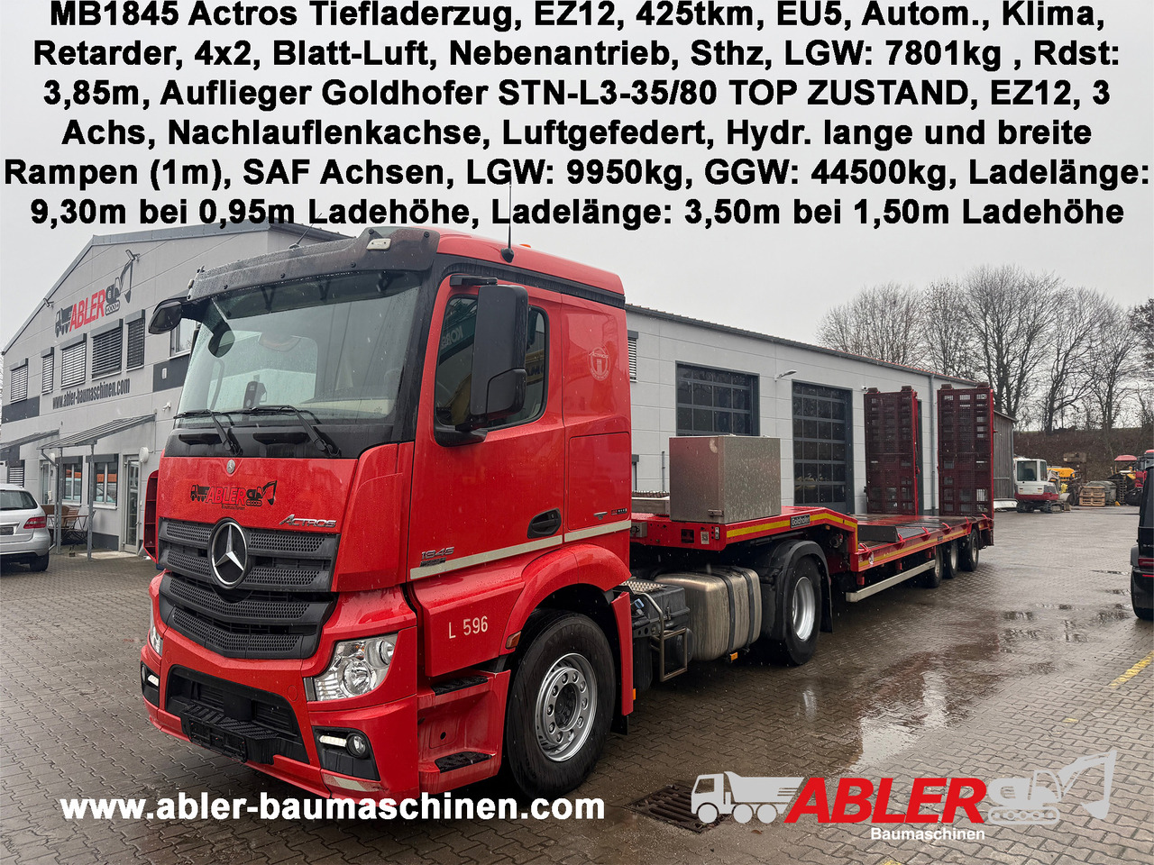 Mercedes-Benz 1845 Actros SZM mit Goldhofer Tieflader Auflieger - Ťahač, Náves podvalník: obrázok 1 Mercedes-Benz 1845 Actros SZM mit Goldhofer Tieflader Auflieger - Ťahač, Náves podvalník: obrázok 1