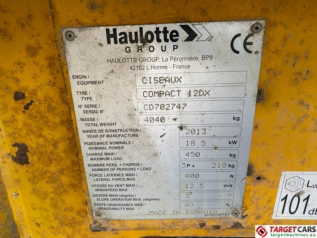 Samohybná plošiny Haulotte Compact 12DX Diesel 4x4 Scissor Work Lift 1206cm: obrázok 10