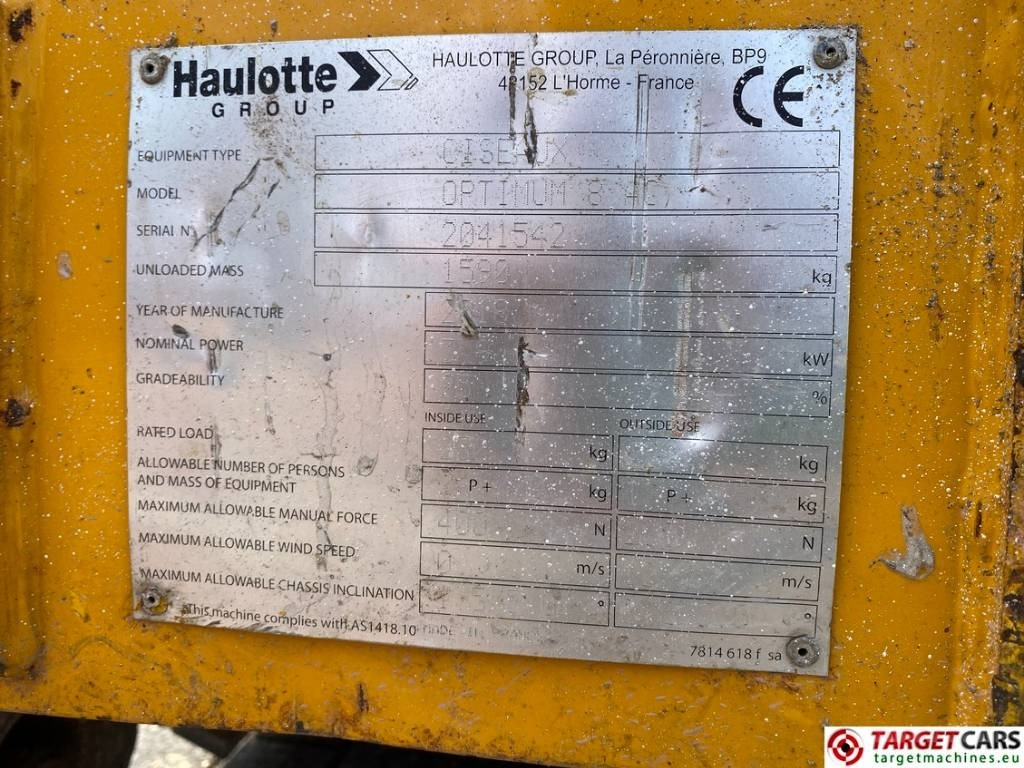 Samohybná plošiny Haulotte Optimum 8 Electric Scissor Work Lift 777cm: obrázok 10