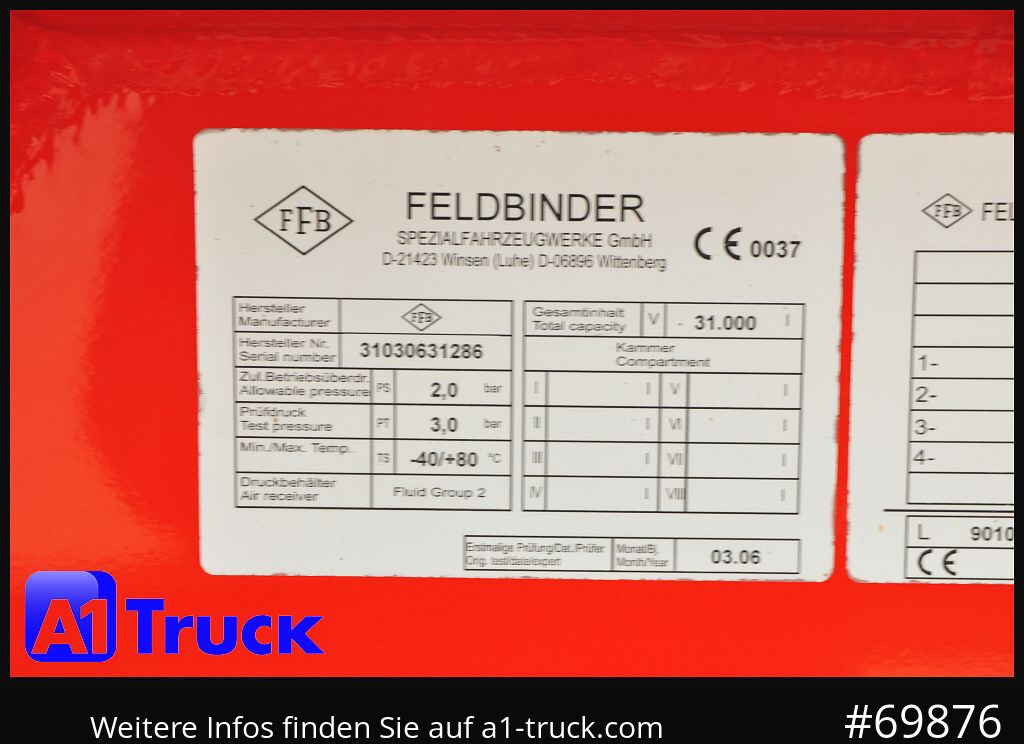 FELDBINDER HEUT 31.2 Silo, Futtermittel, 31m³, 3 Kammern, - Cisternový príves: obrázok 2 FELDBINDER HEUT 31.2 Silo, Futtermittel, 31m³, 3 Kammern, - Cisternový príves: obrázok 2