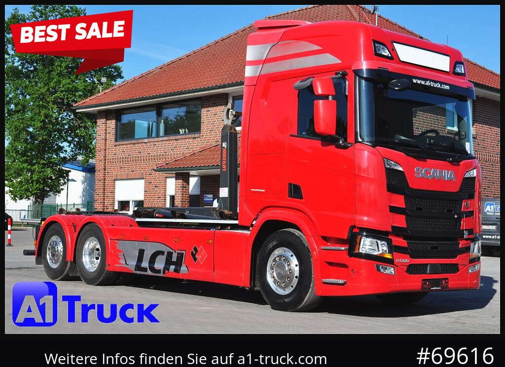 Hákový nosič kontajnerov SCANIA R500, Abrollkipper, HIAB, Lift-Lenkachse,: obrázok 1