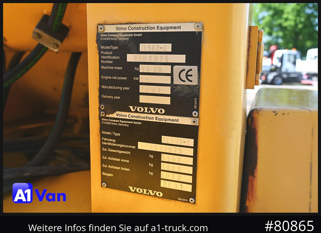 VOLVO Volvo  ZL 502-C - Kolesový nakladač: obrázok 2 VOLVO Volvo  ZL 502-C - Kolesový nakladač: obrázok 2