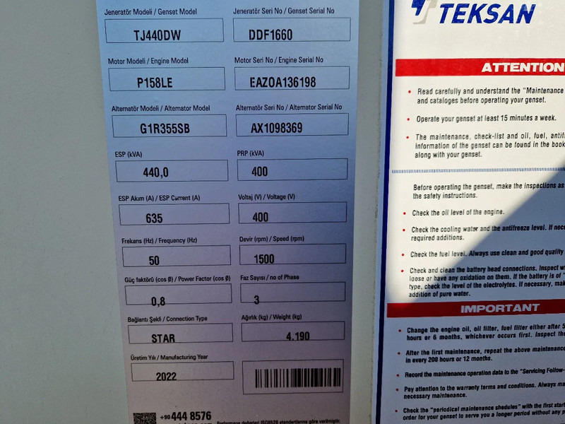 Doosan Teksan TJ440DW generator 440kVA Doosan 8-cilinder UNUSED - Elektrický generátor: obrázok 5 Doosan Teksan TJ440DW generator 440kVA Doosan 8-cilinder UNUSED - Elektrický generátor: obrázok 5
