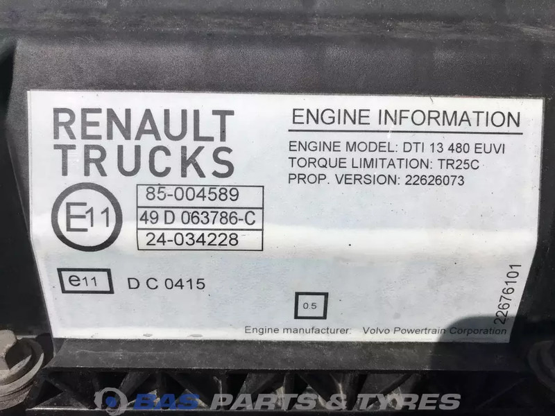 Motor pre Nákladné auto Renault T-Serie Motor Renault DTI13 480 K4 7485020846: obrázok 6 Motor pre Nákladné auto Renault T-Serie Motor Renault DTI13 480 K4 7485020846: obrázok 6