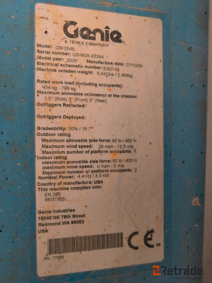 Genie GS-2646, 10meters, Rep objekt - Stavebné stroje: obrázok 3 Genie GS-2646, 10meters, Rep objekt - Stavebné stroje: obrázok 3