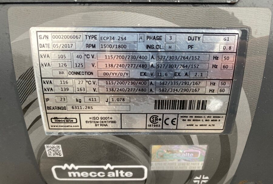 Diversen ECP34 2S4 - Iveco Engine,126kVA,New oils, filters, Mecc Alte ECP34 2S4 - Elektrický generátor: obrázok 4 Diversen ECP34 2S4 - Iveco Engine,126kVA,New oils, filters, Mecc Alte ECP34 2S4 - Elektrický generátor: obrázok 4