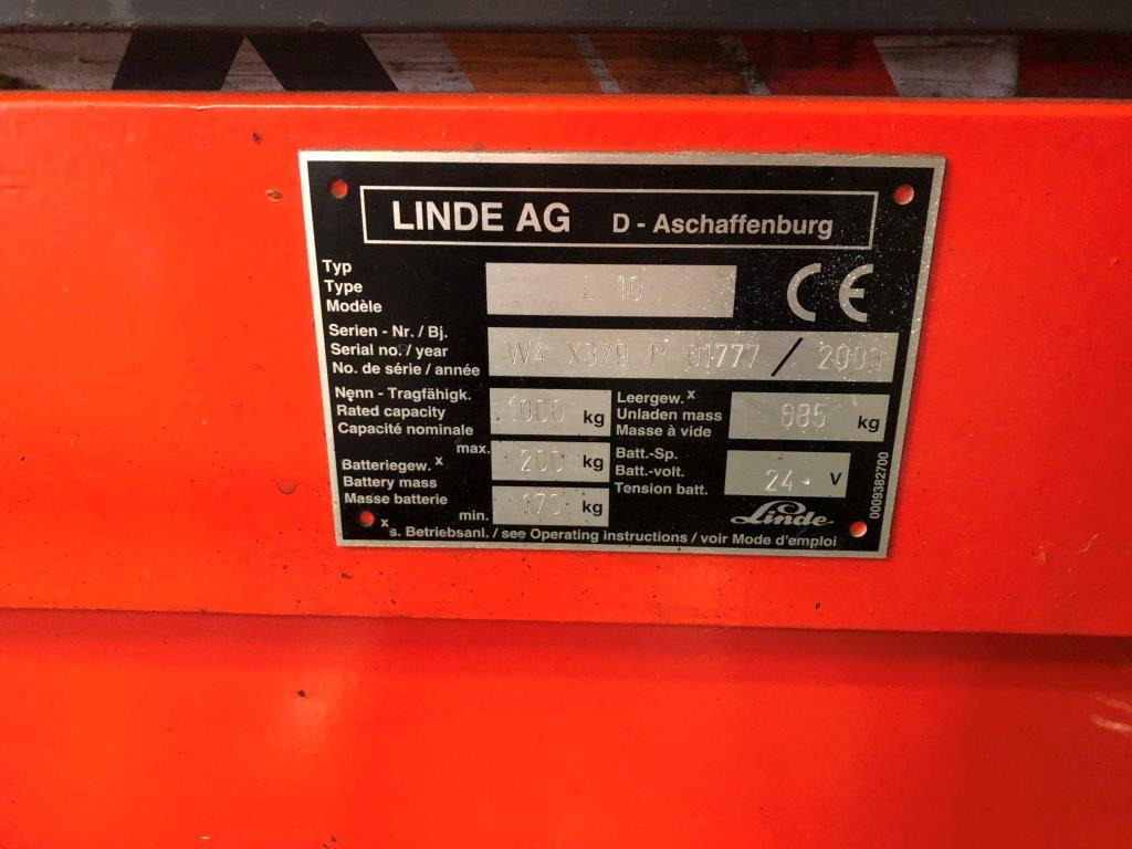 Ant Linde L 10 - high lift truck - stacker - electric pallet truck - pedestrian stacker - Stohovač: obrázok 3 Ant Linde L 10 - high lift truck - stacker - electric pallet truck - pedestrian stacker - Stohovač: obrázok 3