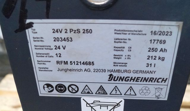 Jungheinrich unknown | Battery 24 2PZS250 year 2022 weight 212 kg sn. 203453 out - Akumulátor pre Manipulačná technika: obrázok 3 Jungheinrich unknown | Battery 24 2PZS250 year 2022 weight 212 kg sn. 203453 out - Akumulátor pre Manipulačná technika: obrázok 3