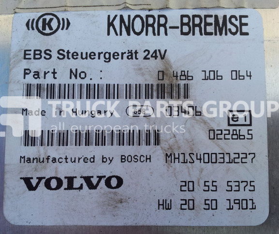 VOLVO FH12 ECU, EDC, EBS Control unit 20555375, 0486106064, 20410009, control unit - Riadiaca jednotka pre Nákladné auto: obrázok 2 VOLVO FH12 ECU, EDC, EBS Control unit 20555375, 0486106064, 20410009, control unit - Riadiaca jednotka pre Nákladné auto: obrázok 2
