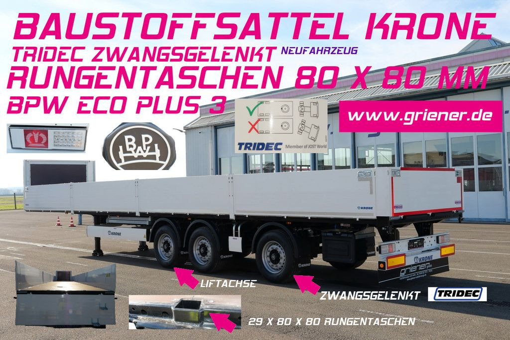 Krone SDP 27/BAUSTOFF/TRIDEC/BPW/RUNGENTASCHEN LIFT - Plošinový/ Valníkový náves: obrázok 1 Krone SDP 27/BAUSTOFF/TRIDEC/BPW/RUNGENTASCHEN LIFT - Plošinový/ Valníkový náves: obrázok 1
