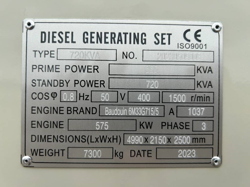 Baudouin 6M33G715/5 - 720 kVA Generator - DPX-19879.1 - Elektrický generátor: obrázok 4 Baudouin 6M33G715/5 - 720 kVA Generator - DPX-19879.1 - Elektrický generátor: obrázok 4