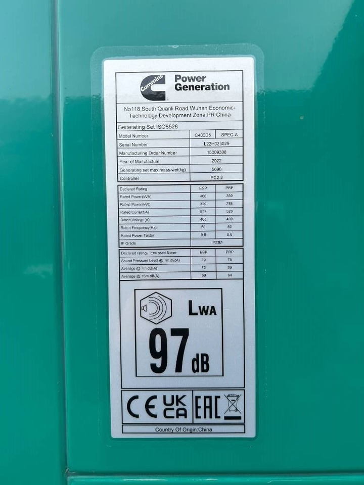 Cummins C400D5 - 400 kVA Generator - DPX-18518 - Elektrický generátor: obrázok 4 Cummins C400D5 - 400 kVA Generator - DPX-18518 - Elektrický generátor: obrázok 4