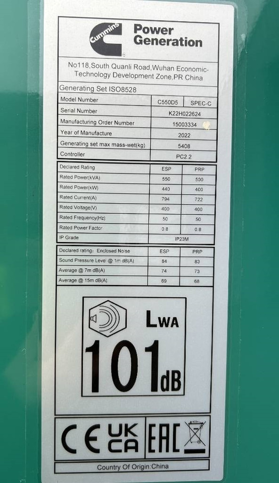 Cummins C550D5 - 550 kVA Generator - DPX-18522 - Elektrický generátor: obrázok 4 Cummins C550D5 - 550 kVA Generator - DPX-18522 - Elektrický generátor: obrázok 4