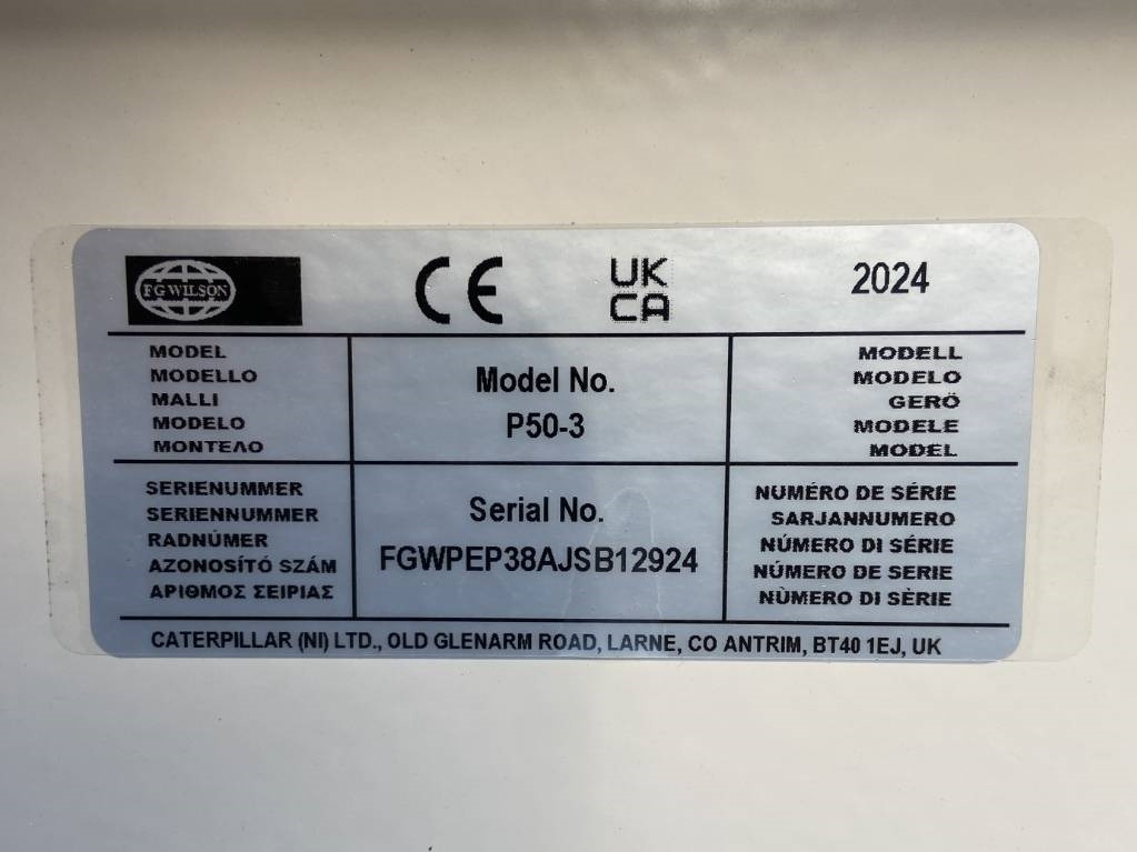 Nový Elektrický generátor FG Wilson P50-3 - 50 kVA Genset - DPX-16004: obrázok 19 Nový Elektrický generátor FG Wilson P50-3 - 50 kVA Genset - DPX-16004: obrázok 19