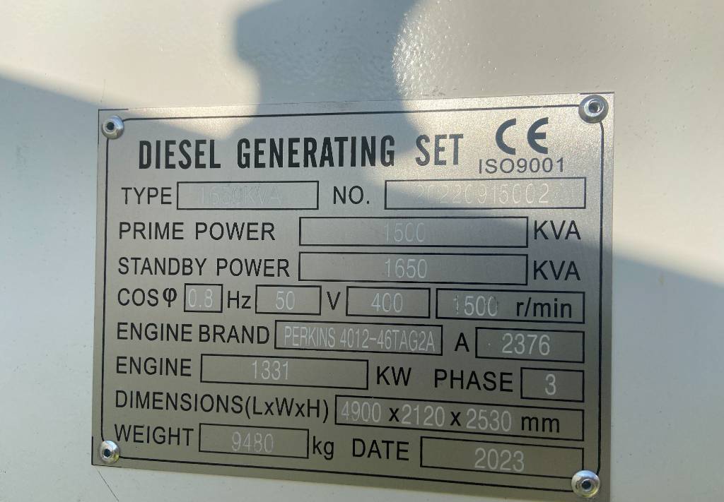 Nový Elektrický generátor Perkins 4012-46TAG2A - 1.650 kVA Generator - DPX-19823: obrázok 8 Nový Elektrický generátor Perkins 4012-46TAG2A - 1.650 kVA Generator - DPX-19823: obrázok 8