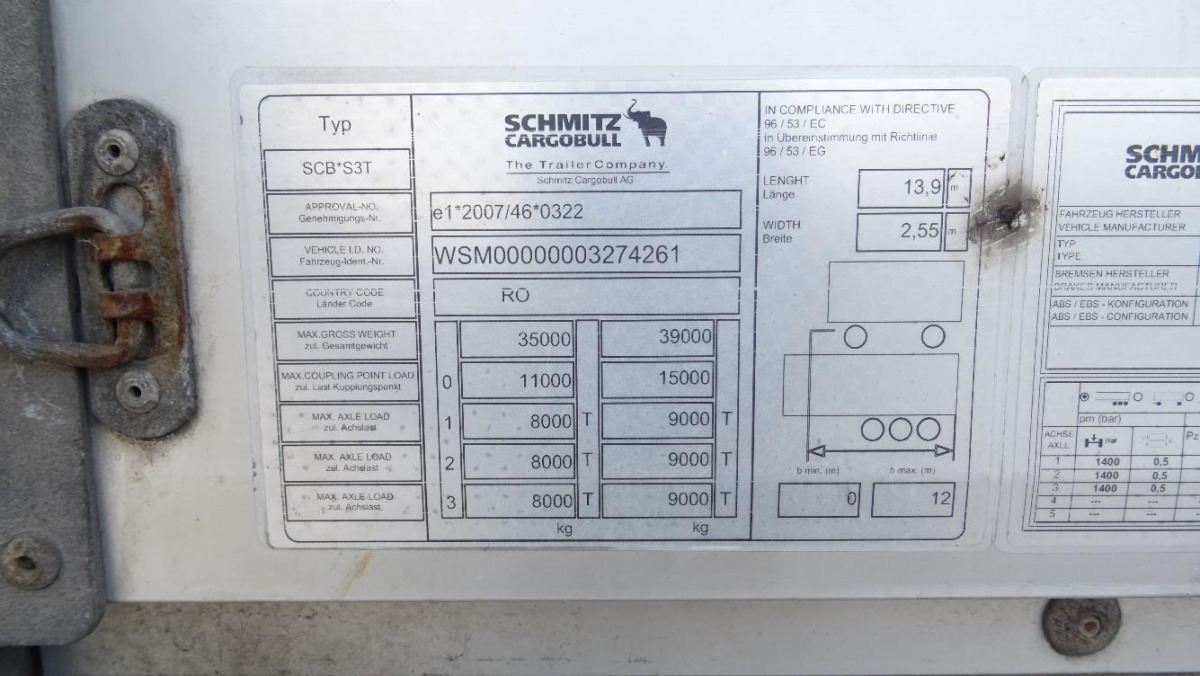 SCHMITZ CARGOBULL FIRANA - Plachtový príves: obrázok 3 SCHMITZ CARGOBULL FIRANA - Plachtový príves: obrázok 3