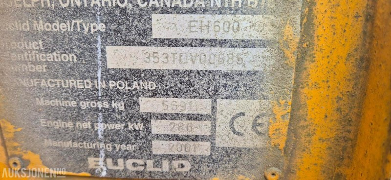 2001 EUCLID EH 600 - DUMPER - 20115 TIMER. - Damper: obrázok 5 2001 EUCLID EH 600 - DUMPER - 20115 TIMER. - Damper: obrázok 5