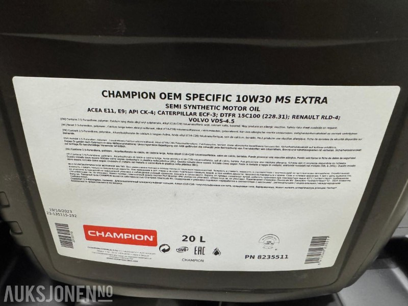 1000 liter Olje - Champion OEM Specific 10W30 MS Extra - Príslušenstvo pre Stavebné stroje: obrázok 4 1000 liter Olje - Champion OEM Specific 10W30 MS Extra - Príslušenstvo pre Stavebné stroje: obrázok 4