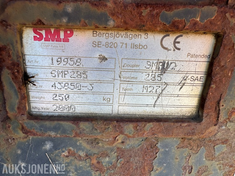 2000 SMP graveskuffe med tenner. S50 feste, 285 liter - Príslušenstvo pre Stavebné stroje: obrázok 4 2000 SMP graveskuffe med tenner. S50 feste, 285 liter - Príslušenstvo pre Stavebné stroje: obrázok 4