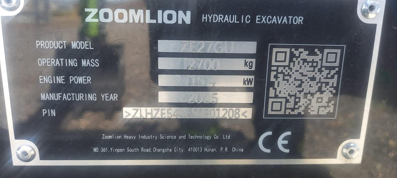 Nový Mini rýpadlo Zoomlion ZE27GU: obrázok 13