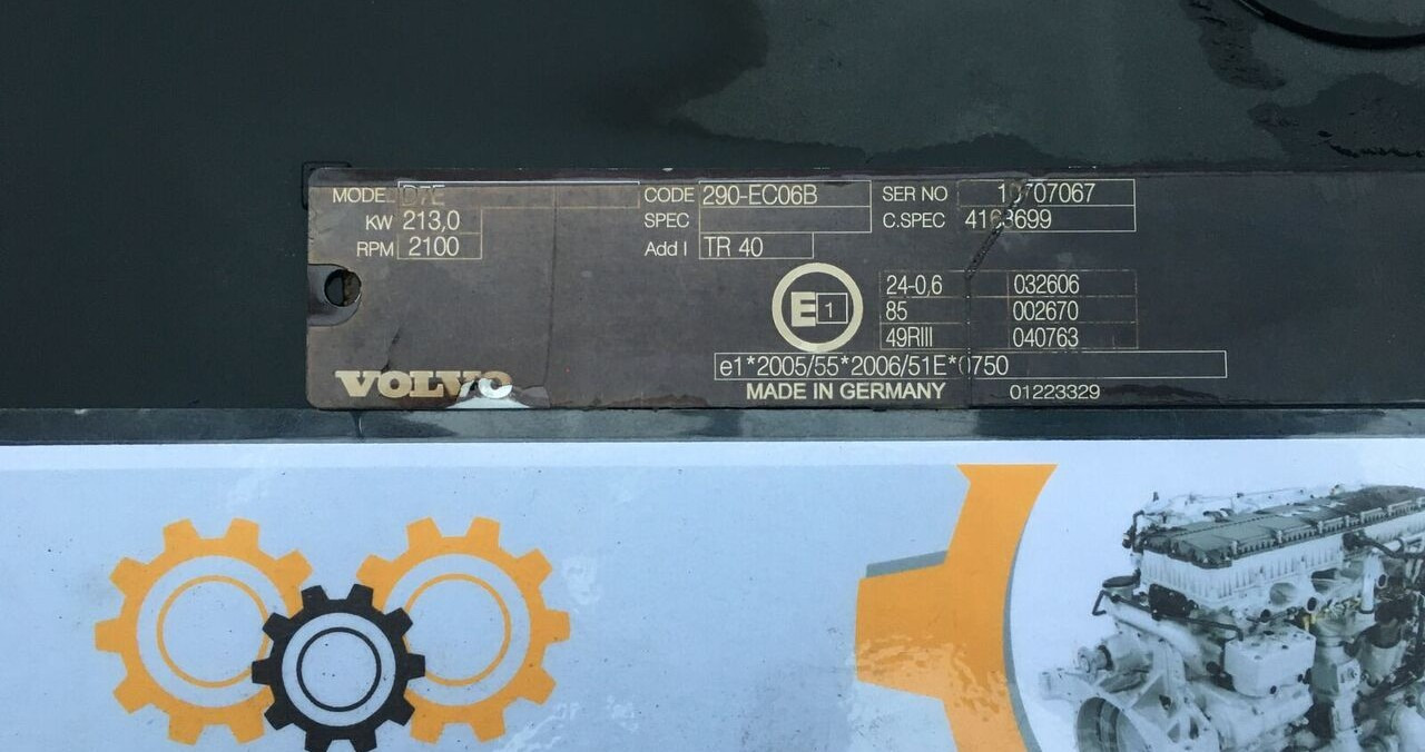 Volvo D7E 290-EC06B Volvo FE, FL - Motor pre Nákladné auto: obrázok 1 Volvo D7E 290-EC06B Volvo FE, FL - Motor pre Nákladné auto: obrázok 1