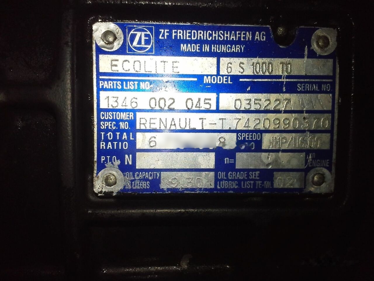 ZF 6S1000T0 Renault - Prevodovka pre Nákladné auto: obrázok 2 ZF 6S1000T0 Renault - Prevodovka pre Nákladné auto: obrázok 2