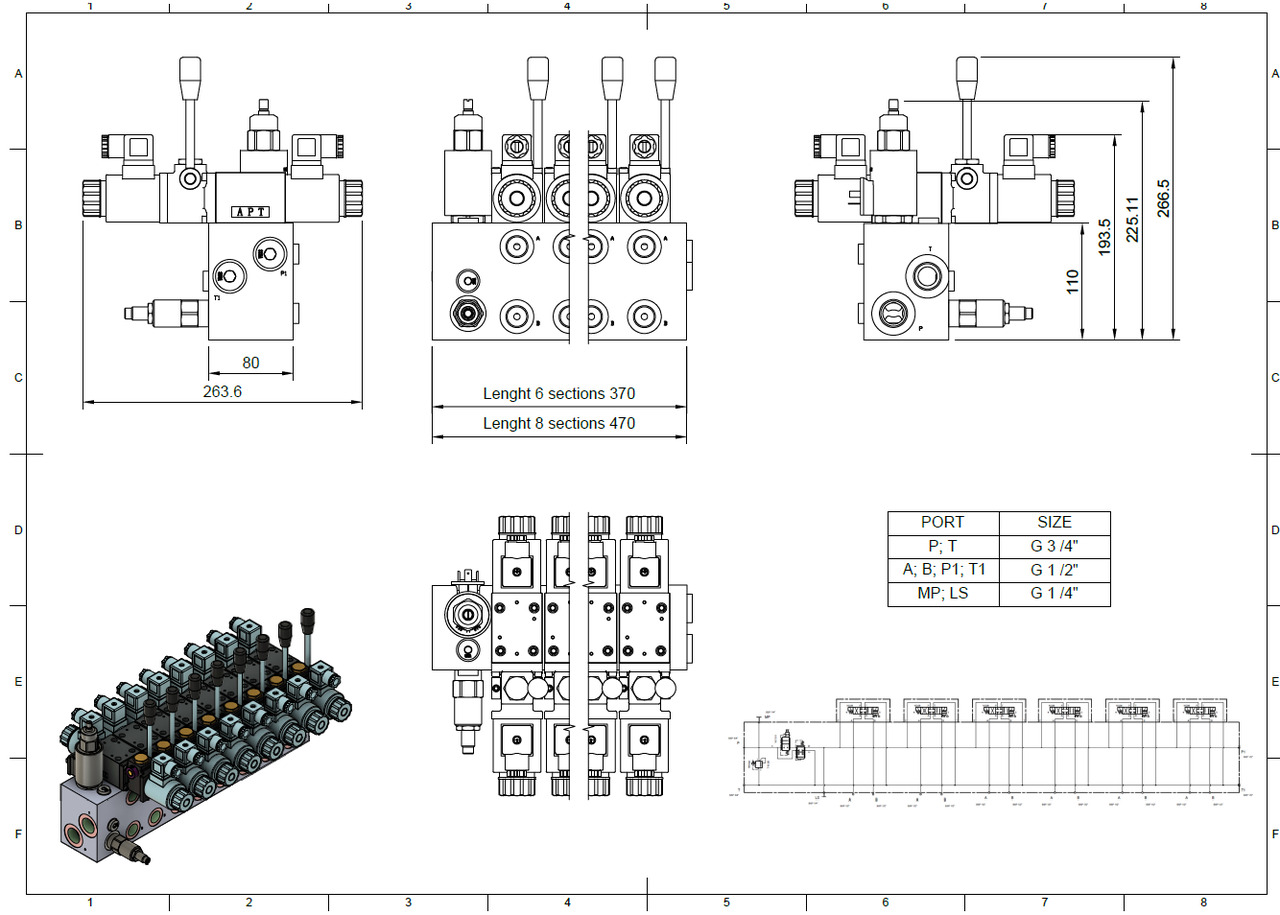Stavebné stroje Proportional Valve Cetop valve 6 functions 16GPM 60 l/min + Scanreco G2B Radio Remote and manual operation: obrázok 6
