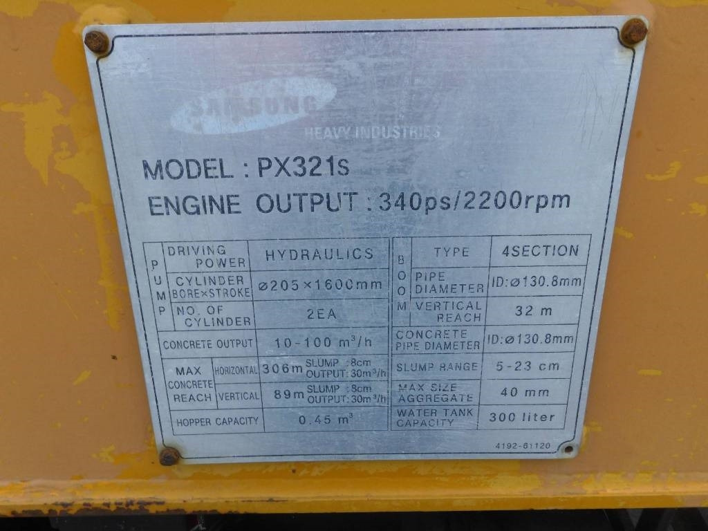 Stacionárne čerpadlo betónu Samsung PX321S: obrázok 9
