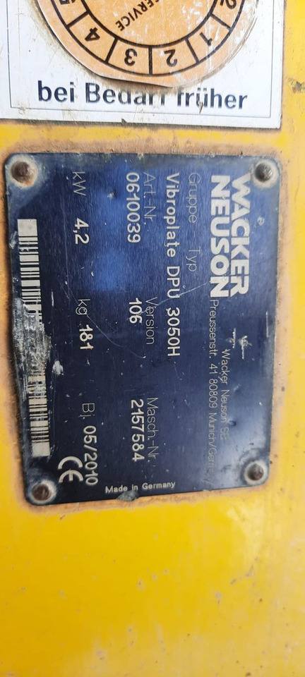 Wacker Rüttelplatte DPU 3050H - Vibračná doska: obrázok 4 Wacker Rüttelplatte DPU 3050H - Vibračná doska: obrázok 4