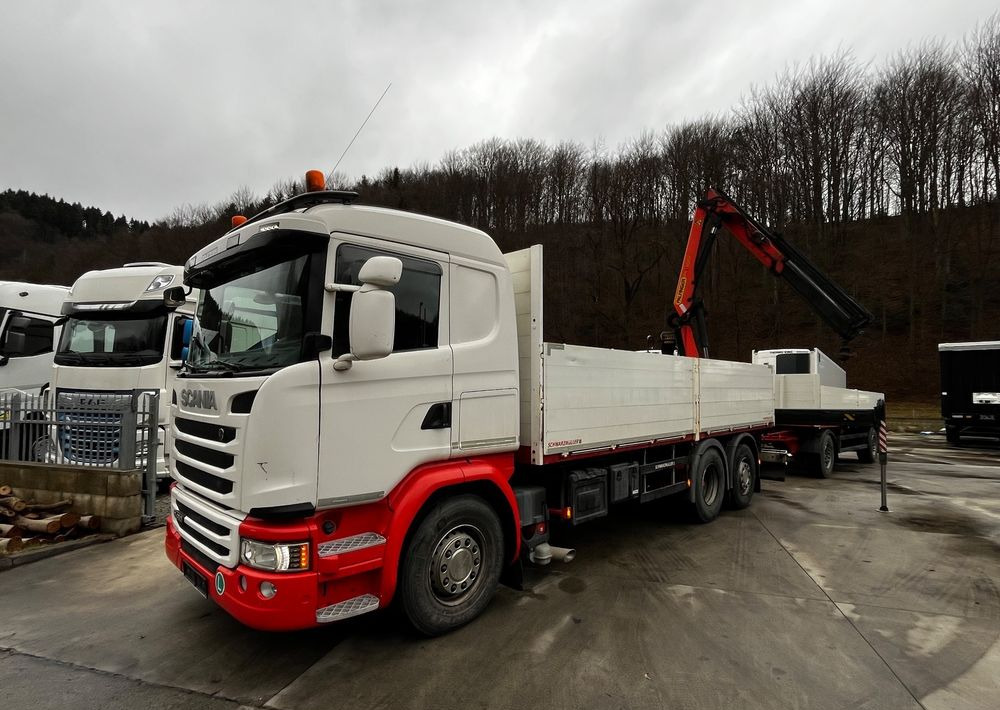 Scania R450 // 2014 // HDS Palfinger 13002 // 6x4 oś skrętna+podnoszona // Przyczepa Schwarzmuller // - Valníkový/ Plošinový nákladný automobil: obrázok 1 Scania R450 // 2014 // HDS Palfinger 13002 // 6x4 oś skrętna+podnoszona // Przyczepa Schwarzmuller // - Valníkový/ Plošinový nákladný automobil: obrázok 1