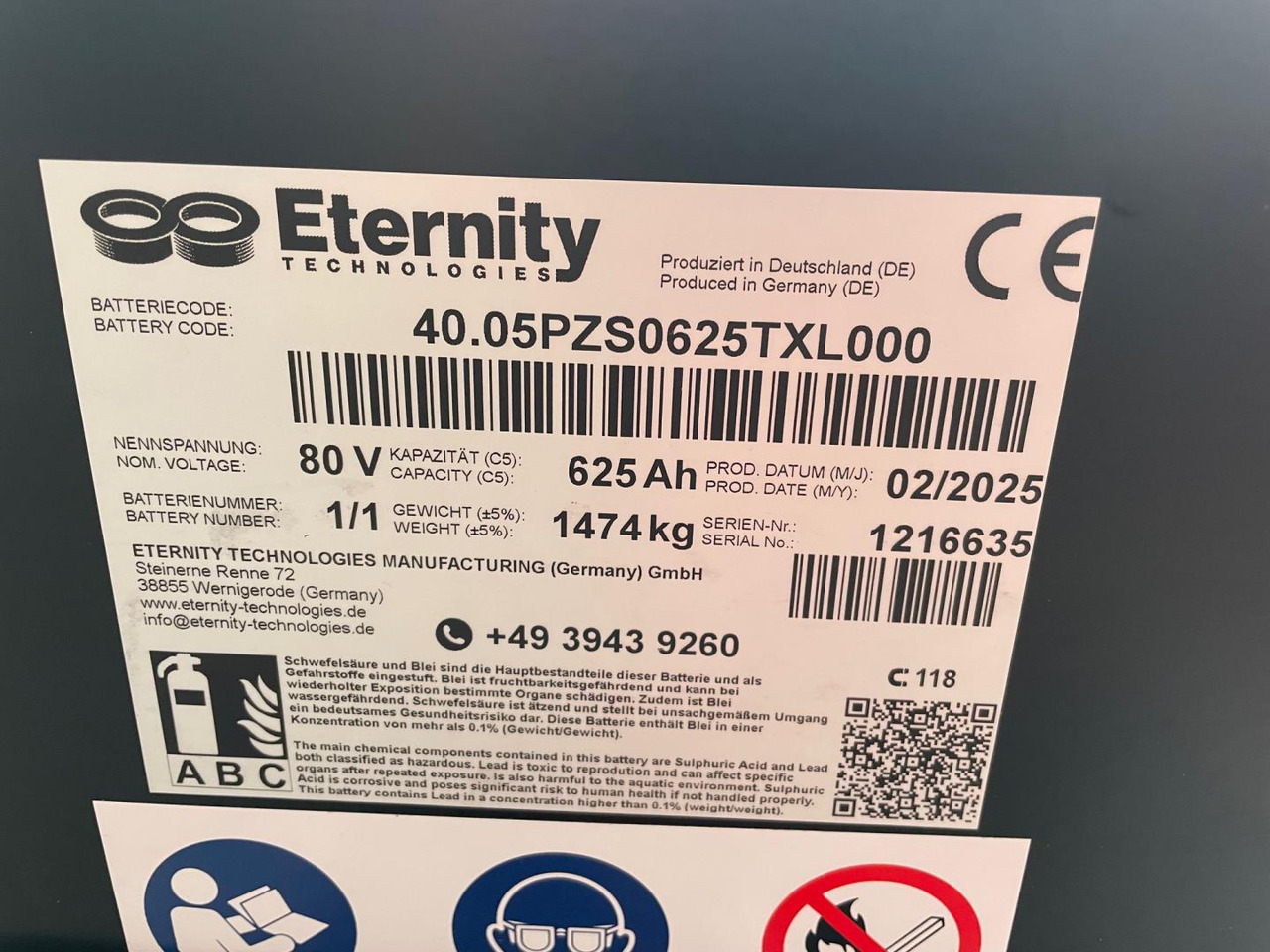 Eternity 80V 5 EPzS 625 - Akumulátor pre Manipulačná technika: obrázok 2 Eternity 80V 5 EPzS 625 - Akumulátor pre Manipulačná technika: obrázok 2