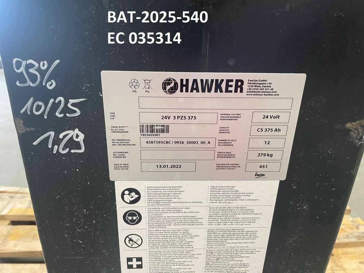 Hawker 24 Volt I 3 PZS 375 - Akumulátor pre Manipulačná technika: obrázok 5 Hawker 24 Volt I 3 PZS 375 - Akumulátor pre Manipulačná technika: obrázok 5