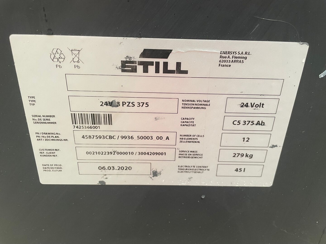 Hawker 24 Volt I 3 PZS 375 - Akumulátor pre Manipulačná technika: obrázok 2 Hawker 24 Volt I 3 PZS 375 - Akumulátor pre Manipulačná technika: obrázok 2