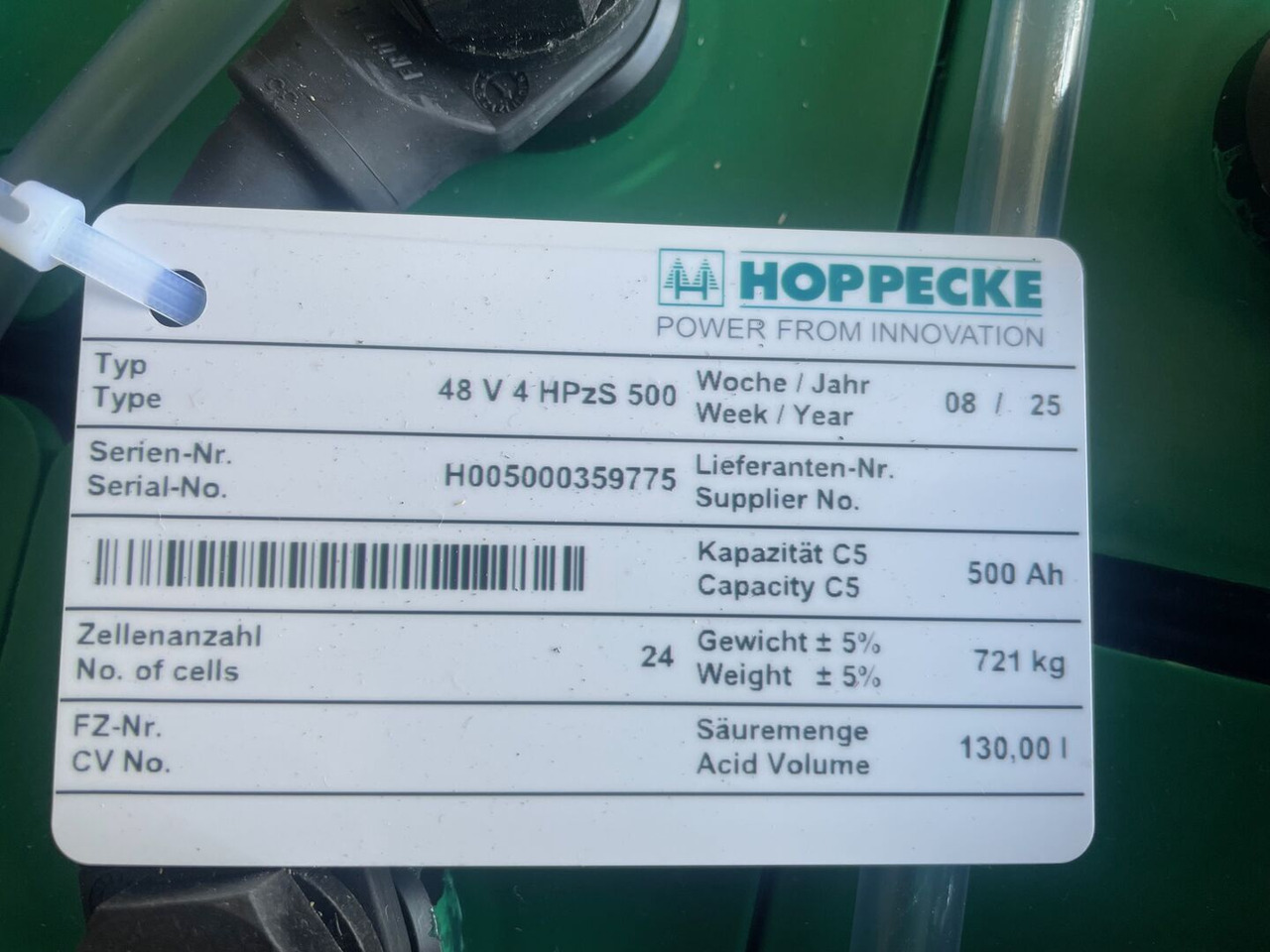 Hoppecke 48V 4 HPzS 500 - Akumulátor pre Manipulačná technika: obrázok 5 Hoppecke 48V 4 HPzS 500 - Akumulátor pre Manipulačná technika: obrázok 5