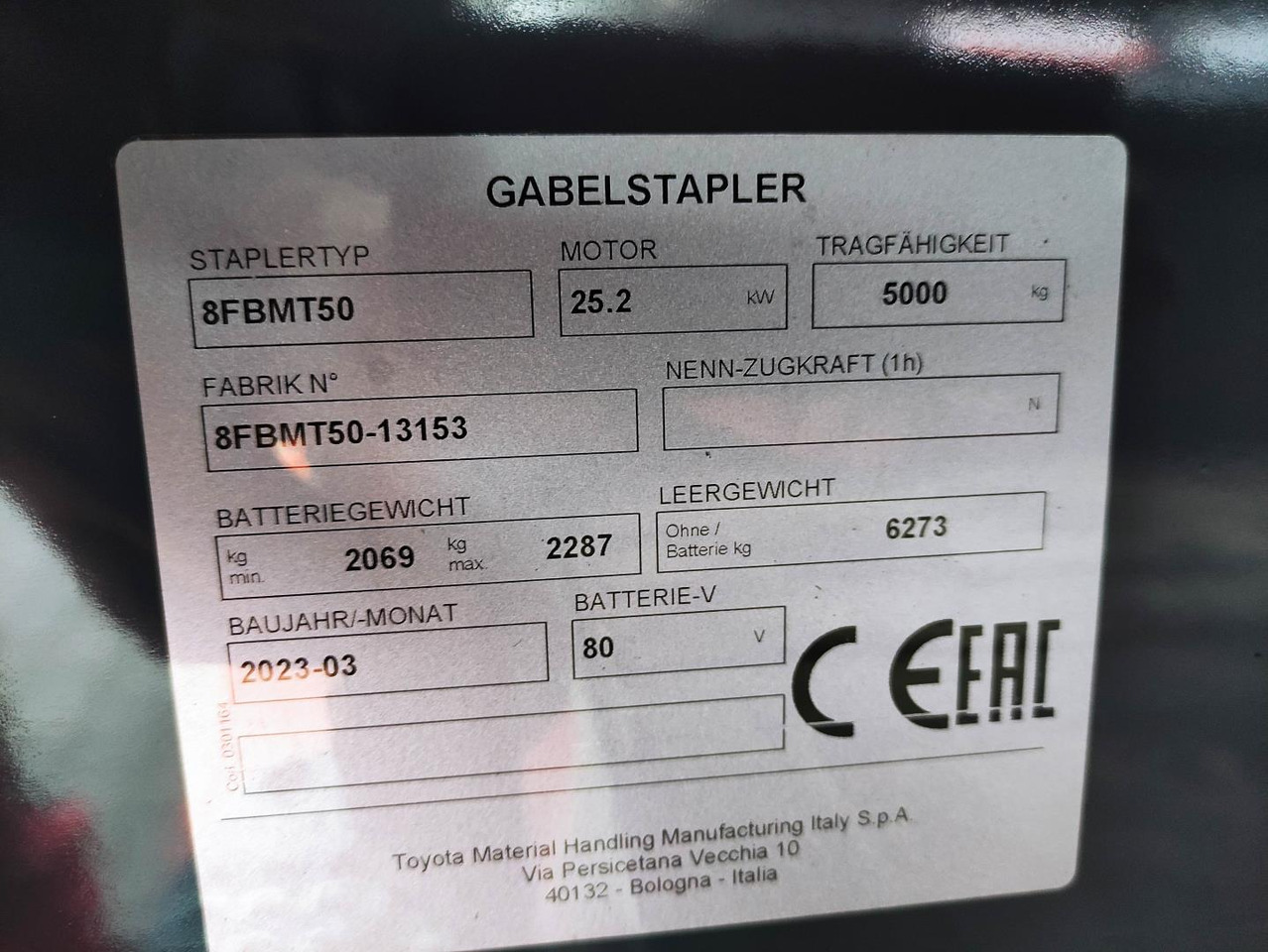 Toyota 8FBMT50 (NEU) - Elektrický vysokozdvižný vozík: obrázok 1 Toyota 8FBMT50 (NEU) - Elektrický vysokozdvižný vozík: obrázok 1