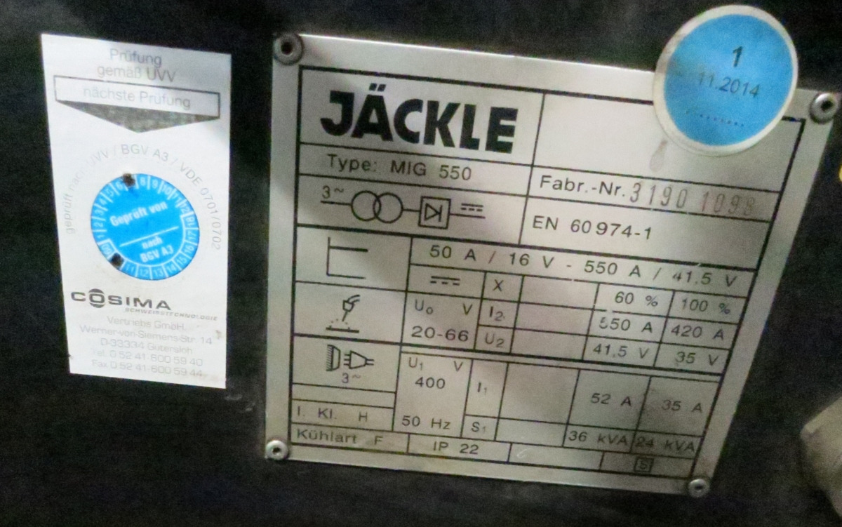 Jaeckle MIG 550 - Zváracia technika: obrázok 2 Jaeckle MIG 550 - Zváracia technika: obrázok 2
