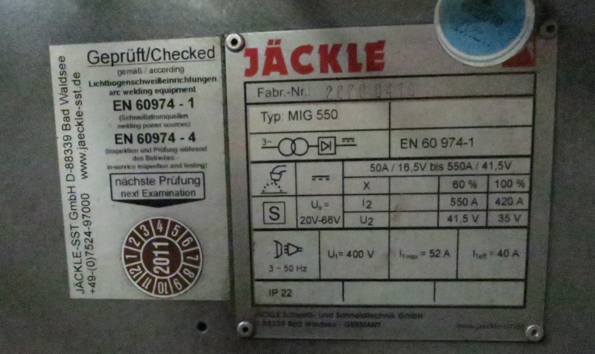 Jaeckle MIG 550 - Zváracia technika: obrázok 3 Jaeckle MIG 550 - Zváracia technika: obrázok 3