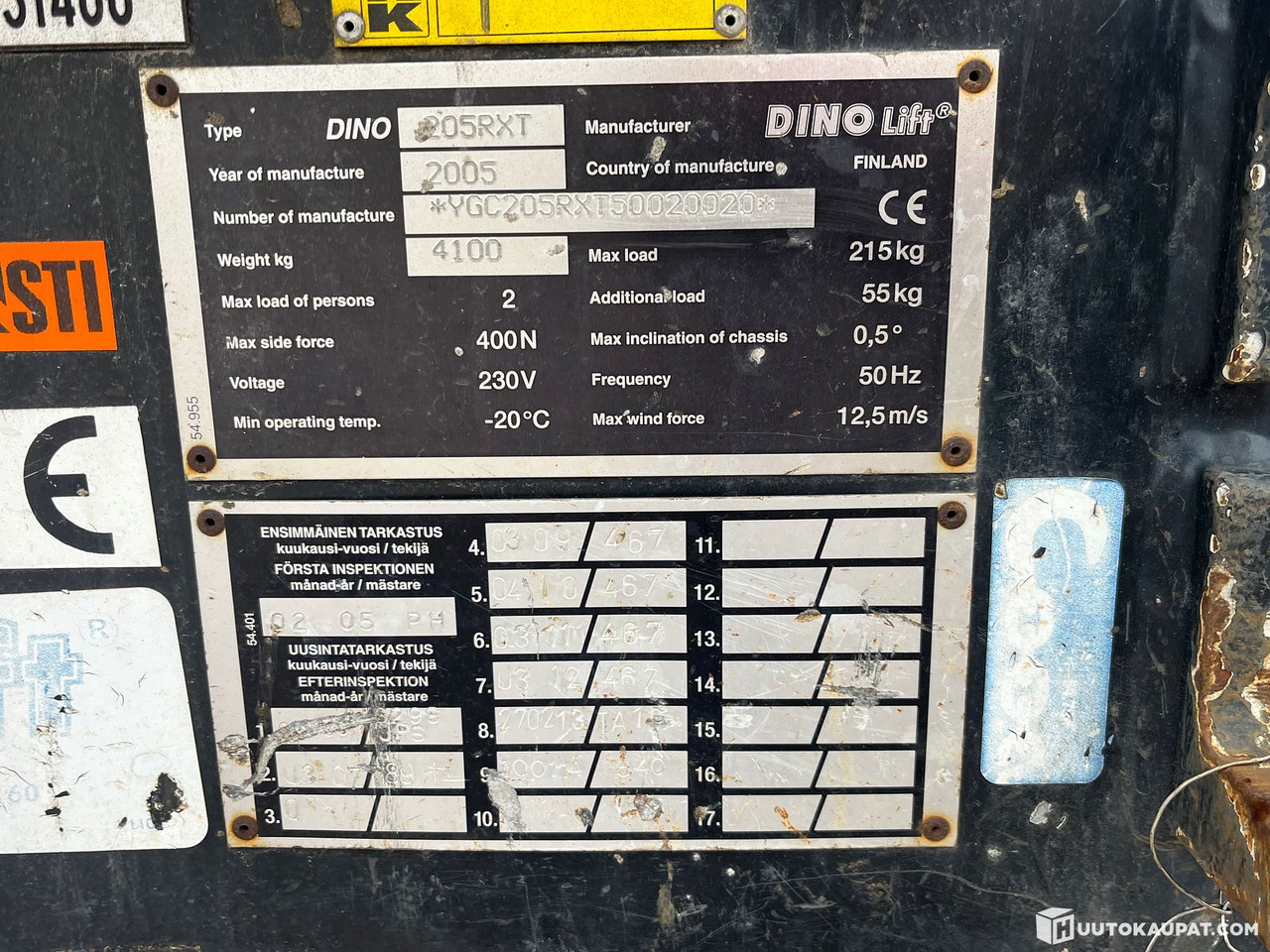 Dino 205RXT, Kuukulkija henkilönostin, Kymppi voimassa vuoteen 2029, Korjattavaksi, 2005, Vantaa - Prívesná plošina: obrázok 5 Dino 205RXT, Kuukulkija henkilönostin, Kymppi voimassa vuoteen 2029, Korjattavaksi, 2005, Vantaa - Prívesná plošina: obrázok 5