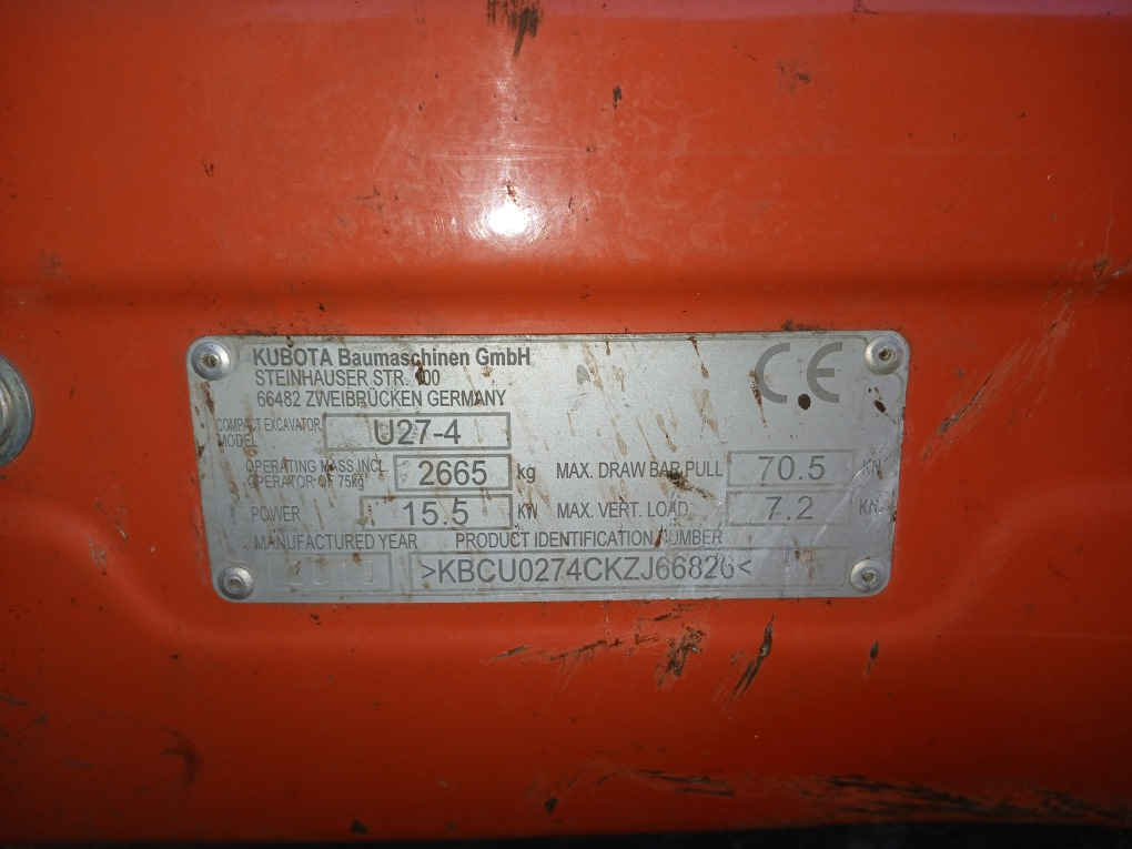 KUBOTA U27-4 - Mini rýpadlo: obrázok 1 KUBOTA U27-4 - Mini rýpadlo: obrázok 1