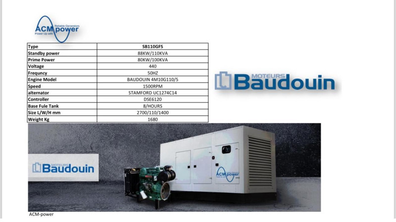 Baudouin SB110GFS - Elektrický generátor: obrázok 2 Baudouin SB110GFS - Elektrický generátor: obrázok 2
