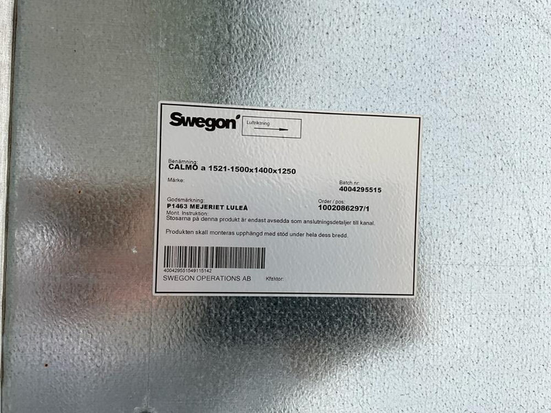 Swegon CALAMO A - Pásový dopravník: obrázok 5 Swegon CALAMO A - Pásový dopravník: obrázok 5