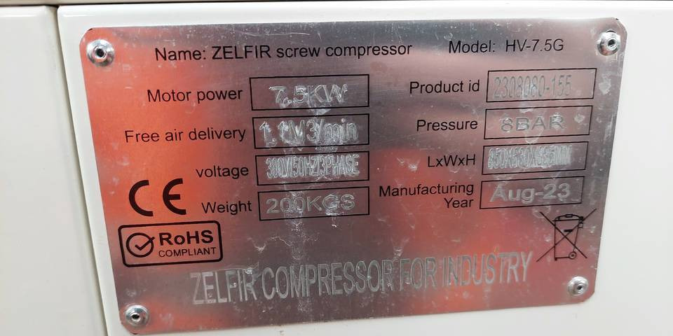 Nowy kompresor śrubowy Zelfir 7.5 kW 1100l/min zbiornik - Vzduchový kompresor: obrázok 5 Nowy kompresor śrubowy Zelfir 7.5 kW 1100l/min zbiornik - Vzduchový kompresor: obrázok 5