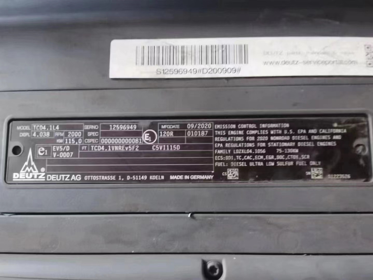 DEUTZ TCD41L4 - Motor pre Rýpadlo: obrázok 3 DEUTZ TCD41L4 - Motor pre Rýpadlo: obrázok 3