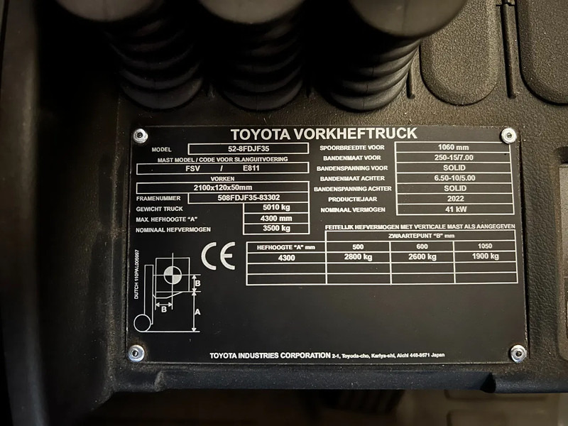 Nový Dieselový vysokozdvižný vozík Toyota 52-8FDJF35 TONERO 35 (NEW) (5x in Stock): obrázok 15 Nový Dieselový vysokozdvižný vozík Toyota 52-8FDJF35 TONERO 35 (NEW) (5x in Stock): obrázok 15