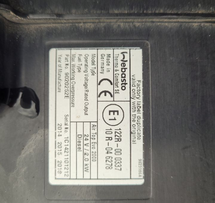 WEBASTO RENAULT RANGE T ORYGINAL - Kúrenie/ Vetranie pre Nákladné auto: obrázok 2 WEBASTO RENAULT RANGE T ORYGINAL - Kúrenie/ Vetranie pre Nákladné auto: obrázok 2