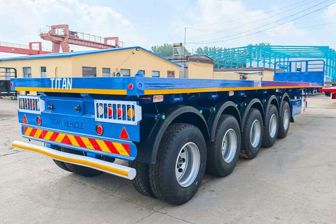 TITAN 5 Axle New Flatbed Trailers for Sale in Mauritius - Plošinový/ Valníkový náves: obrázok 1 TITAN 5 Axle New Flatbed Trailers for Sale in Mauritius - Plošinový/ Valníkový náves: obrázok 1