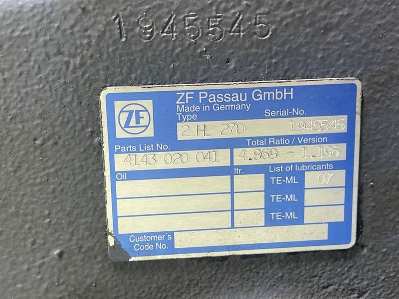 Prevodovka pre Stavebné stroje Terex TW150-2HL-270-Transmission/Getriebe/Transmissiebak: obrázok 9 Prevodovka pre Stavebné stroje Terex TW150-2HL-270-Transmission/Getriebe/Transmissiebak: obrázok 9
