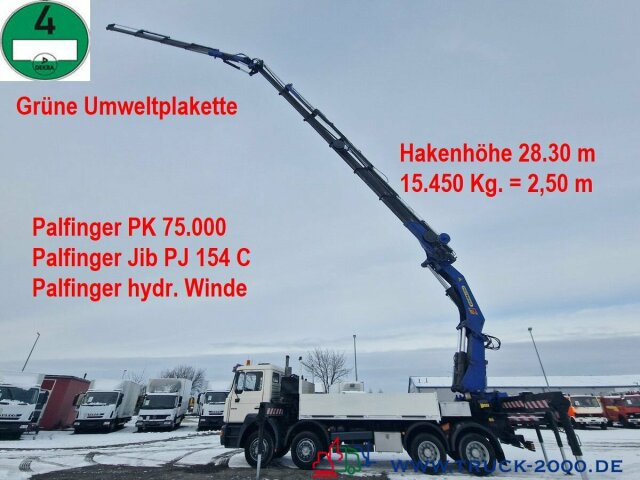 MAN 32.364 8x4 PK75000 Jib Winde Höhe 28m 16t./2.50m - Valníkový/ Plošinový nákladný automobil, Auto s hydraulickou rukou: obrázok 1 MAN 32.364 8x4 PK75000 Jib Winde Höhe 28m 16t./2.50m - Valníkový/ Plošinový nákladný automobil, Auto s hydraulickou rukou: obrázok 1
