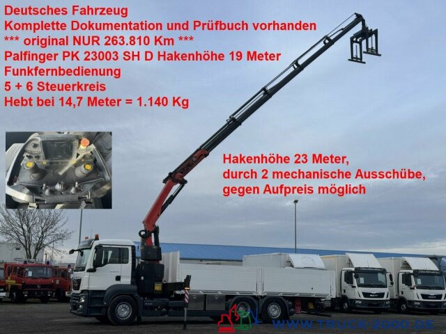 MAN TGS 26.420 Palfinger Pk23002SH 19m H.Höhe 263TKM - Auto s hydraulickou rukou, Valníkový/ Plošinový nákladný automobil: obrázok 1 MAN TGS 26.420 Palfinger Pk23002SH 19m H.Höhe 263TKM - Auto s hydraulickou rukou, Valníkový/ Plošinový nákladný automobil: obrázok 1